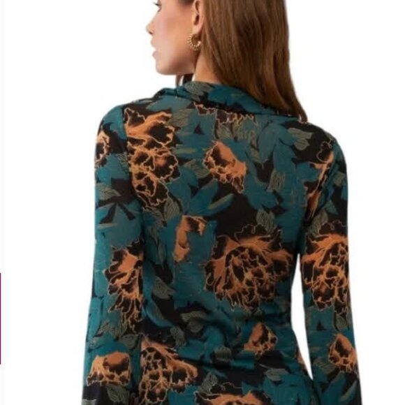 Free People Lucky Shirtee Black Bloom Green Floral Mesh Top Size S - Picture 2 of 13